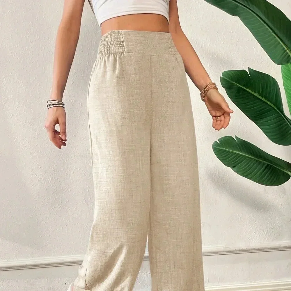 Apricot Casual Women's Waist Wide Leg Pants
